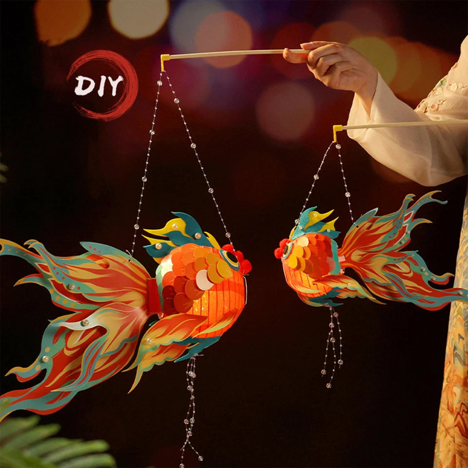 Chinese New Year Paper Lanterns Chinese Lanterns Kits Diy Fish-Shaped