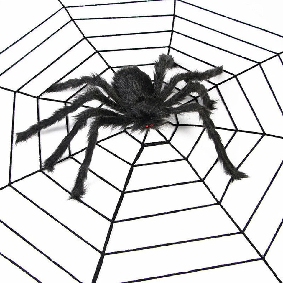 Halloween Giant Spider Web String Rope Realistic Spiders Outdoor Party Decor