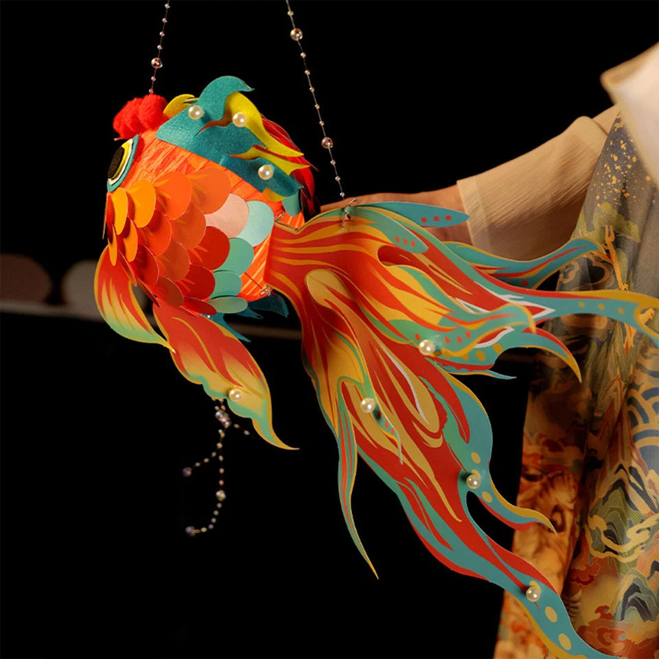 Chinese New Year Paper Lanterns Chinese Lanterns Kits Diy Fish-Shaped