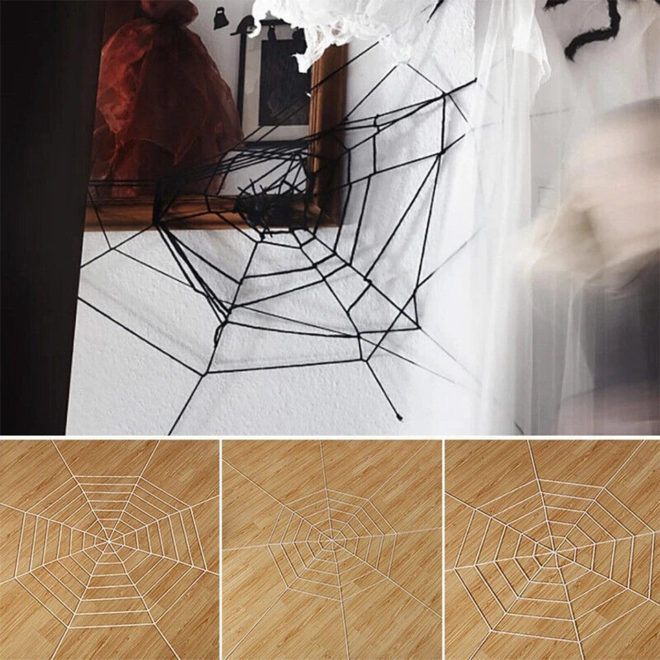 Halloween Giant Spider Web String Rope Realistic Spiders Outdoor Party Decor